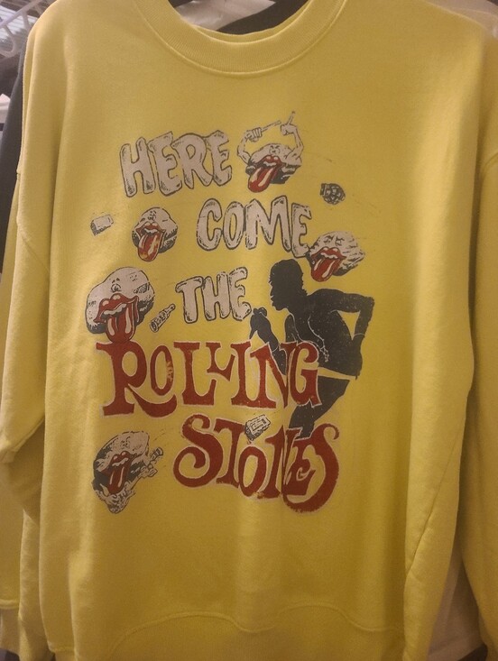 Daydreamer Tops - Preloved DAYDREAMER The Rolling Stones Yellow Graphic Sweatshirt